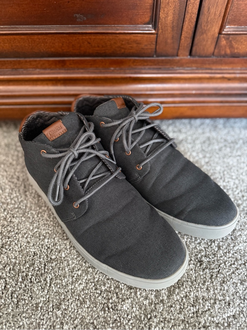Olukai Nana Hele Wai’apo Men's Casual Gray Canvas Lace-Up Boots Shoes Size 14